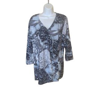 ---  Blue and Gray Stretch Top Size 1X